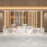 Comptoir d'accueil moderne et minimaliste avec finition peinture laquée, pour réception d'entreprise, hôtel, salon de beauté, ou comme comptoir de service personnalisé et de caisse.