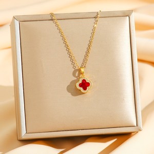 Hy sang trọng đồng bốn lá Đinh Hương Vòng cổ cho phụ nữ hợp thời trang hoa Zircon Mặt dây chuyền với Chuỗi liên kết thời trang mô hình hoa - Product Image 4