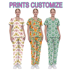 Uniformes de enfermera con estampado de corazón para mujer con diseño personalizado al por mayor - Product Image 2