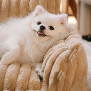 Dog & <b>Cat</b> Bed Cave All-Season Warm <b>Plush</b> Striped Modern Rectangle Eco-Friendly Washable Anti-Slip Fashion Classic Pet Beds - Product Image 4