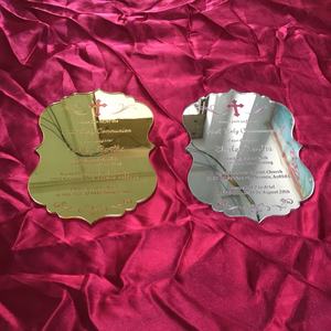 5x7 pouces miroir argenté gravé/miroir doré acrylique carte d'invitation de première <span class=keywords><strong>Communion</strong></span> - Product Image 3