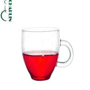 Ensemble tasse à café et soucoupe en verre borosilicate soufflé à la main de 150 ml, style mignon et écologique, avec poignée, pour le thé, marque <span class=keywords><strong>CHAPLIN</strong></span> - Product Image 3