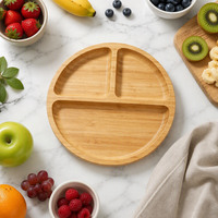 Assiette ronde pour enfants à 3 compartiments, écologique, non toxique, plateau de service pour nourrissons, bambou durable, retour à l'école