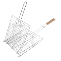 Panier à griller le poisson, panier de barbecue pliable et portable en acier inoxydable pour poisson, légumes, crevettes avec poignée amovible