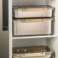 Boîte de rangement en acier inoxydable 304 de grande capacité avec couvercle, boîte à pain hermétique, boîte de réfrigération pour la cuisson maison