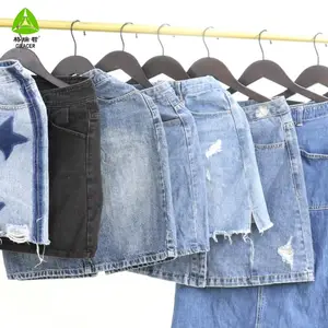 Second Hand Clothes Long Blue Skirt Women Used Imported Clothes Ladies Jeans Skirt