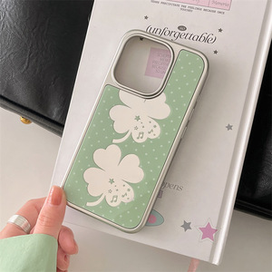 Coque de téléphone miroir trèfle à quatre feuilles fraîcheur estivale pour iPhone 17 Pro Max 16 15 14 13 antichoc pour femme - Product Image 3