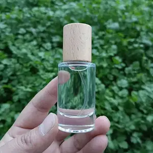 15毫米螺丝颈玻璃香水瓶20毫升小容量水晶白色玻璃木帽