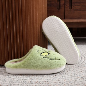 Cartone animato verde mostro peloso di cotone per <span class=keywords><strong>pantofole</strong></span> per gli uomini donne inverno natale casa calda antiscivolo lana interna per <span class=keywords><strong>pantofole</strong></span> morbida - Product Image 4