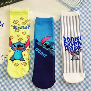 ถุงเท้าการ์ตูนลายสติทช์ ความยาวครึ่งน่อง สำหรับผู้หญิง ระบายอากาศได้ดี ลายอนิเมะ ไซส์เยาวชน - Product Image 1