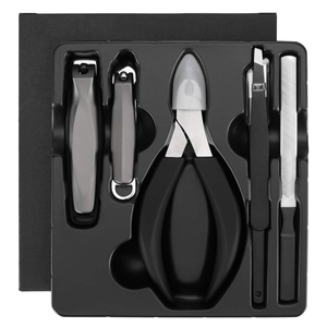 Juego <span class=keywords><strong>de</strong></span> manicura <span class=keywords><strong>de</strong></span> acero inoxidable <span class=keywords><strong>de</strong></span> 7 piezas con cortaúñas grande Hoja afilada Incluye Lima <span class=keywords><strong>de</strong></span> pulido y <span class=keywords><strong>pinzas</strong></span> <span class=keywords><strong>para</strong></span> <span class=keywords><strong>uñas</strong></span> gruesas - Product Image 1