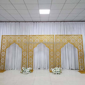 Furun fabrika oyma düğün kemer standı altın Metal zemin çiçek çerçeve düğün festivali olay dekor için - Product Image 1