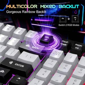 Combo clavier et souris filaire NPET, 98 touches, sensation mécanique, membrane silencieuse, 14 modes RGB, pour jeux PC, ordinateur portable, console - Product Image 2