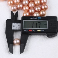 Perles naturelles rondes en perles d'eau douce, couleur rouge, AA Edison, bijoux chinois, 11-12mm, livraison gratuite