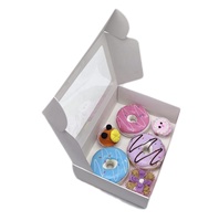 Boîte en carton ondulé blanc recyclable avec fenêtre pour beignets et gâteaux, design pliable, pelliculage mat, commandes personnalisées acceptées