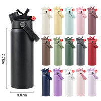 Bouteille d'eau isotherme en acier inoxydable à double paroi, sans BPA, anti-fuite, 24 oz, avec paille, idéale pour le sport et les voyages