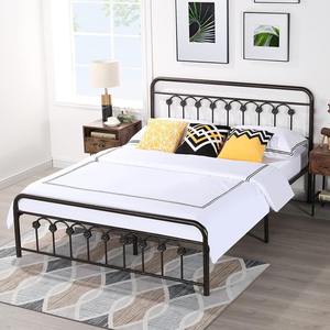 Классический металлический каркас кровати на платформе с железным изголовьем в викторианском стиле и подножкой без пружины, размер королевы - Product Image 2