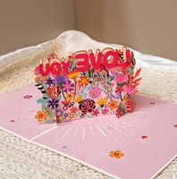 Carte 3D stéréoscopique pour la fête des mères-LOVE-YOU-MOM Carte de sculpture en papier pour la fête des mères avec petite carte jointe