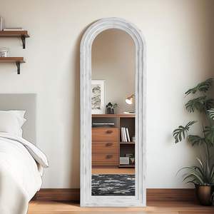 Espejo de pie rústico con marco de madera blanco de 64x21 pulgadas, estilo arqueado, para dormitorio o sala de estar, marca MirrMuse - Product Image 2