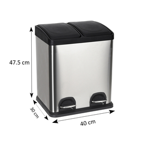 SY tùy chỉnh 2x20l thép không gỉ kép Thùng rác có thể ngăn đôi nhà bếp đạp Thùng rác để sử dụng nhà và lưu trữ - Product Image 3