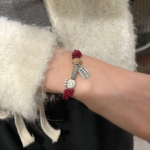 Pulsera de Hilo Rojo Abacus, Plata Pura 999, Regalo de Buena Suerte, Joyería Unisex - Product Image 5