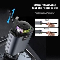 Câble rétractable de charge rapide Type-C PD 5-en-1, diffuseur d'aromathérapie pour voiture, diffuseur d'air ciel étoilé, chargeur de téléphone