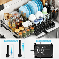 Égouttoir à vaisselle extensible en acier au carbone pour évier, égouttoir à vaisselle réglable, support de rangement de cuisine