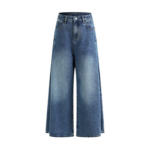 Nuovi <span class=keywords><strong>Jeans</strong></span> da <span class=keywords><strong>Donna</strong></span> Autunno/Inverno, Impermeabili, Plissettati, a <span class=keywords><strong>Vita</strong></span> <span class=keywords><strong>Alta</strong></span>, Skinny, a Gamba Larga, Stile Vintage, Blu Scuro, Lunghezza Maxi - Product Image 1
