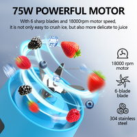 Mini-mixeur portable 380 ml avec logo personnalisé, 6 lames, 18 000 tr/min, USB-C, pour smoothies et jus frais, idéal pour l'extérieur et la maison
