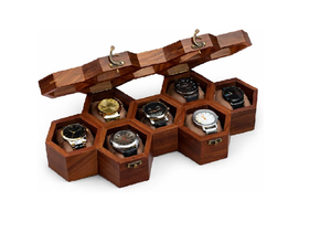 Scatola per <span class=keywords><strong>orologi</strong></span> in legno naturale <span class=keywords><strong>vintage</strong></span> a nido d'ape - Product Image 2