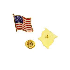 Alfileres de esmalte suave en relieve con ola de bandera americana, insignia patriótica personalizada con borde dorado, Pin de eventos para veteranos conmemorativos - Product Image 1