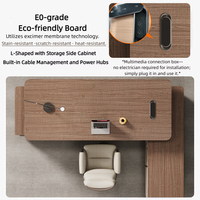 Bureau de direction modulaire en L de luxe moderne avec bibliothèque intégrée et ensemble chaise, table de PDG en bois écologique