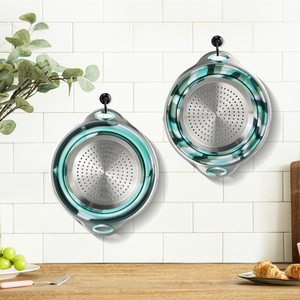 Cestas de Almacenamiento de Cocina con Doble Filtro de Color Camuflaje, Coladores Plegables de Silicona para Alimentos - Product Image 1