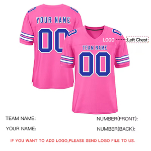 Logo personnalisé, broderie, numéro d'impression, tissu de maille d'uniforme de l'équipe de <span class=keywords><strong>rugby</strong></span>, <span class=keywords><strong>maillot</strong></span> de football américain multicolore sublimé pour femmes - Product Image 3