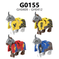 G0155 Serie Medieval: Caballo de Guerra Corazón de León, Halcón Negro, Cuervo, Dragón, Caballo Guerrero - Bloques de Construcción Educativos para Niños, Juguetes de Regalo
