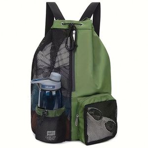 Custom Logo Printed Oxford Cloth Gym <b>Drawstring</b> <b>Backpack</b> Men Women Wet Bag Pocket Net Mesh Beach Household - Product Image 2