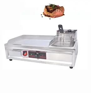PL828 kitchen catering equipment commercial Electric griddle and fryer machine 2 in 1 commercial grill machine
