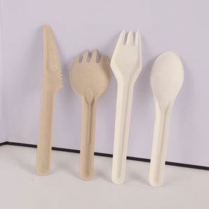 Juego de Cubiertos Desechables de Bagazo de Caña de Azúcar Biodegradable (Cuchillo, Tenedor, Cuchara) para Fiestas y Graduaciones - Product Image 1
