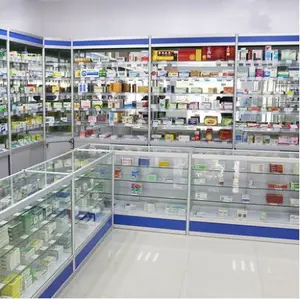 ร้านขายยาราคาถูกเฟอร์นิเจอร์ตู้แสดงแก้วร้านขายยาเคาน์เตอร์ร้านขายยาตกแต่ง