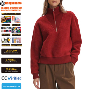 Custom <strong>Ladies</strong> Half Zip Stand Collar Fleece Pullover <strong>Sweatshirt</strong> Wholesale Sort Warm Red <strong>Christmas</strong> Festival <strong>Sweatshirts</strong> <strong>for</strong> Women - Product Image 1