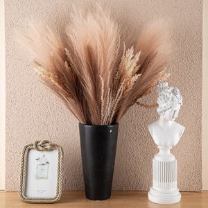 CallaFloral Ramo de Hierba de Pampas Seca Rosa y Marrón, Flores Artificiales para Decoración del Hogar, Manualidades para Bodas - Product Image 1