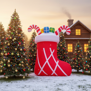 Meilleures ventes : Décoration de Noël gonflable géante Père Noël et bonhomme de neige en chaussettes, cadeau de Noël - Product Image 1