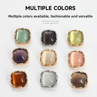 Kancing Paduan Seng Opal Persegi Dua Warna - Sederhana, Cocok untuk Kemeja, Mantel, Kardigan & Sweater