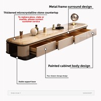 Ensemble Meuble TV et Table Basse en Pierre Microcristalline Luxe Léger, Meubles de Salon Muraux ou sur Pied, Haute Qualité