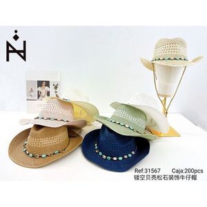 Sombrero de Vaquero con Diseño Calado y Decoración Turquesa para Uso en Exteriores de Verano - Product Image 3