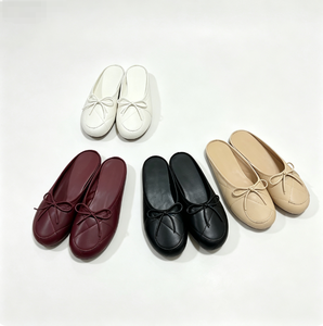 Chaussures Mary Jane en PU souple pour femmes, à bout rond, avec bride à boucle et nœud, style décontracté, couleur personnalisable, mules à enfiler et sabots décontractés - Product Image 1