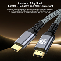 Kabel HDMI 2.1 Braided Berkualitas Pabrik, 8K60Hz 4K120Hz 48Gbps UHD Male to Male untuk Laptop, TV, Monitor, Gaming