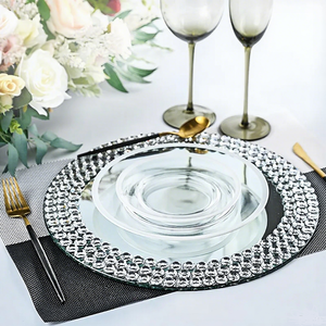 Dekorative Melamine Service Ladesc halen für Zuhause 13 Zoll Silber Essteller <span class=keywords><strong>Diamond</strong></span> Pattern Sparkling - Product Image 5