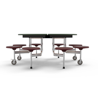 Table de cantine scolaire 8 places avec plateau en panneau, ensemble de restaurant pour extérieur et hôtel, design moderne