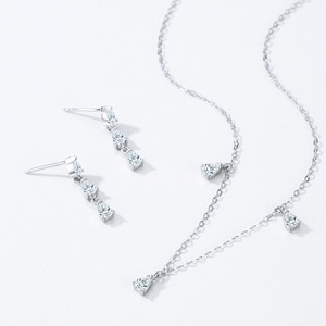Collier et boucles d'oreilles en argent sterling S925 pour femmes, simples, élégants et polyvalents pour les tenues de soirée - Product Image 6